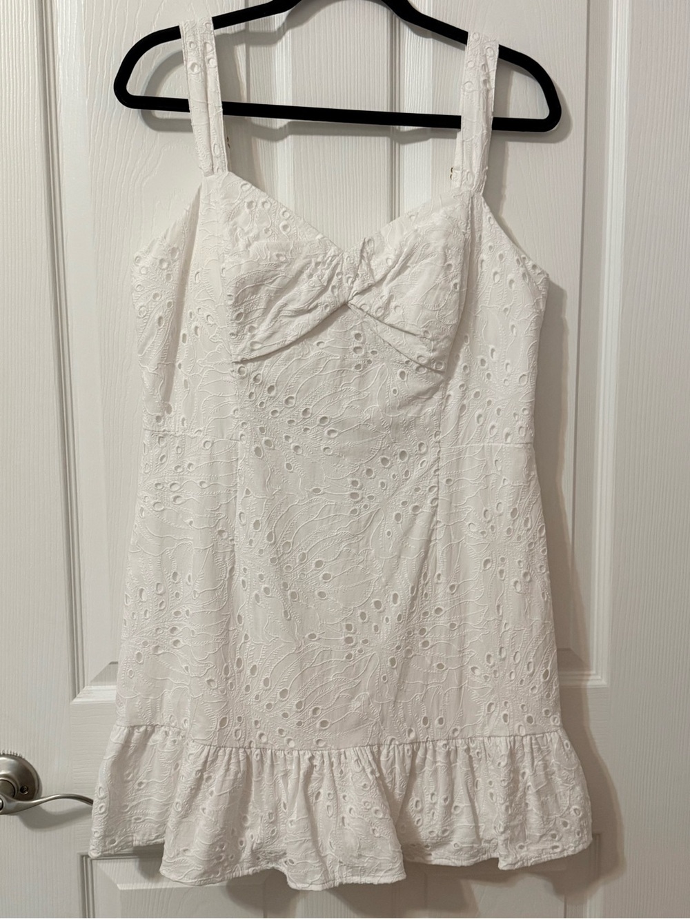 Lilly Pulitzer White Eyelet Ruffle-Hem Mini Dress